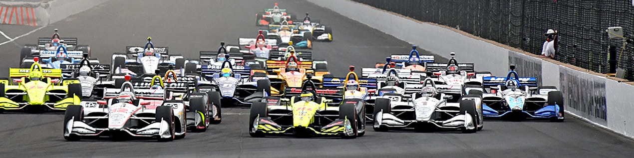 indy cars racing to through the start line Toledo
