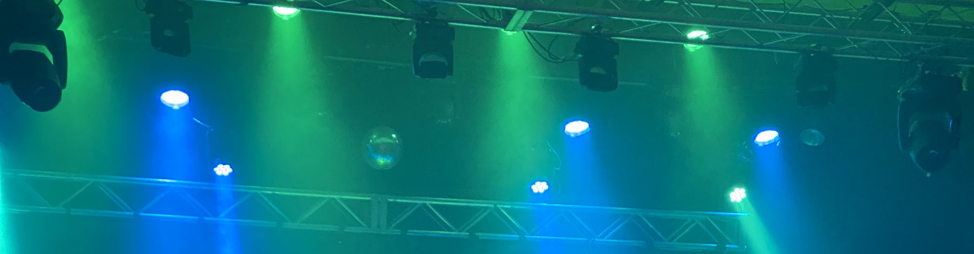 blue and green theater stage lights Toledo